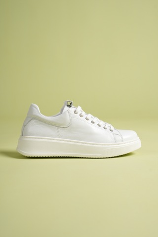 Analin Shoes Kadın Hakiki Deri Bağcıklı Casual Spor Ayakkabı Beyaz