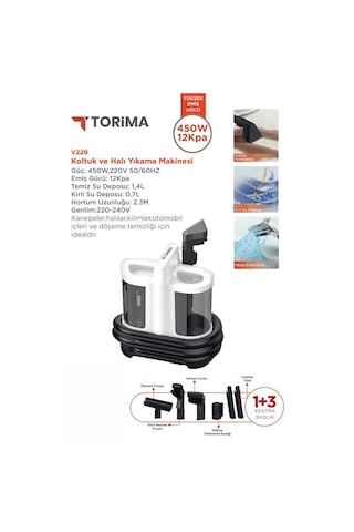 Torima V22B Koltuk Ve Halı Yıkama Makinesi CB-902A Çok Fonksiyonlu Buharlı Temizleyici