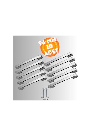 Köprü Kulp Dolap Çekmece Kulbu Metal Kulp 96 Mm 10 Adet Krom