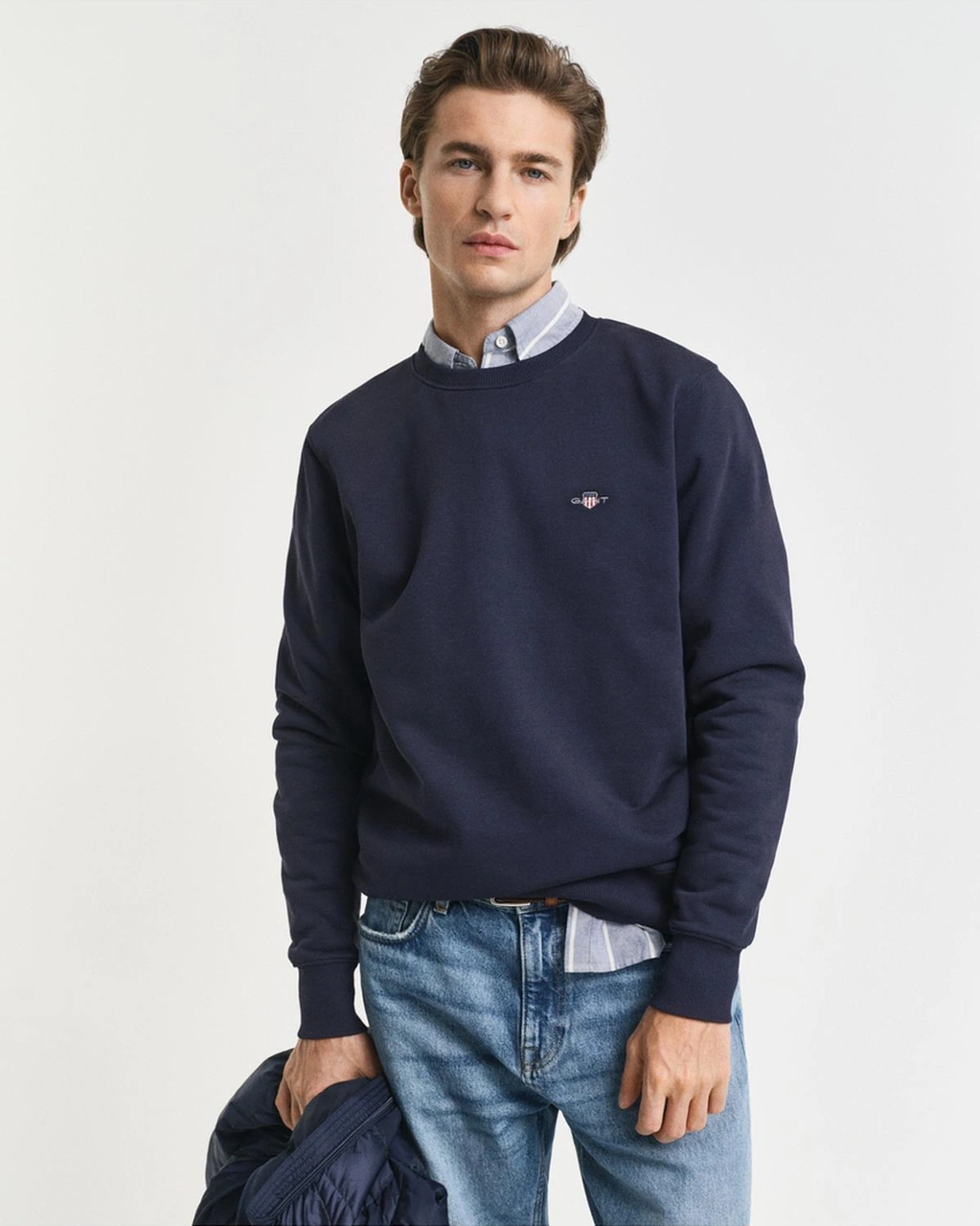 Gant Erkek Lacivert Regular Fit Bisiklet Yaka Sweatshirt-10758 433-lacivert