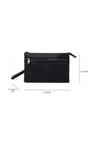 Alphaclub Bag Erkek Hakiki Deri Siyah Çok Bölmeli El Çantası Model 898
