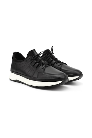 Gönderi(R) Gönderi R Erkek Siyah Likralı Lastik Bağcıklı Hakiki Deri Comfort Sneaker Ddma80442145 Siyah