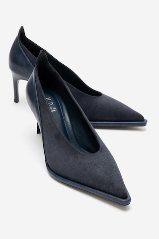 Luvi Shoes Meadow Lacivert Süet Cilt Kadın Topuklu Ayakkabı