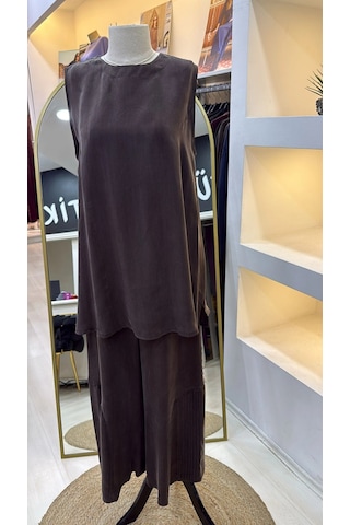 Misswhence Ceket Pantolon Üçlu Takım 39208 Kahve Kahverengi