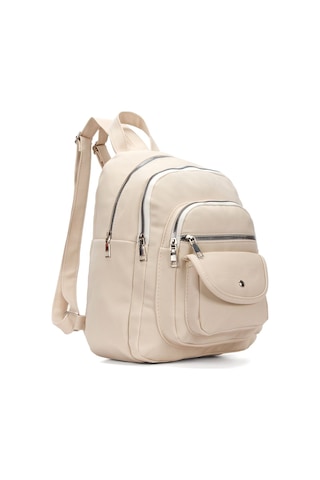Kadın Günlük Çok Bölmeli Sırt Çantası Krem