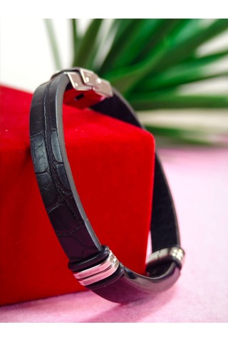 Çelik Derili Bileklik Kişiye Özel İsimli Paslanmaz Derili Çelik İsimli Bileklik 316 L Çelik Beyaz