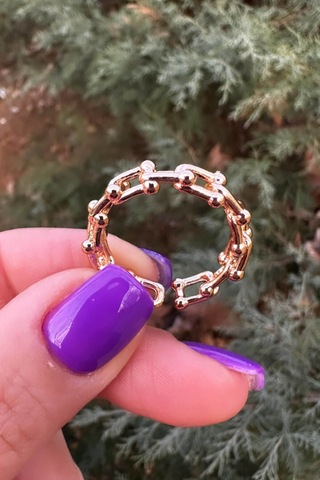 Marka Model Gold Zincir Yüzük - Ayarlanabilir Gold