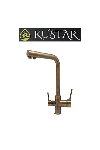 Kustar Antik Eskitme 3 Yollu Arıtma Çıkışlı Aç Kapa Sıcak Soğuk İçme Suyu Çıkışlı Mutfak Eviye Bataryası