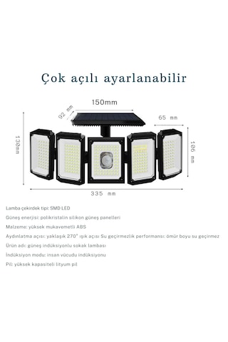 Monozone 300led Solar Güneş Enerjili Bahçe Duvar Lambası