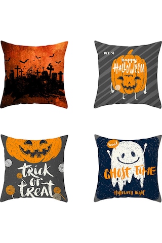 Yunboo Halloween Dekoratif Kumaş Yastık Kılıfı, Korku Temalı Desenler Kelebek, Bat, Kabak , Ev Ve Araç İçin, 45x45cm, Şeffaf Kumaş Malzeme Diğer