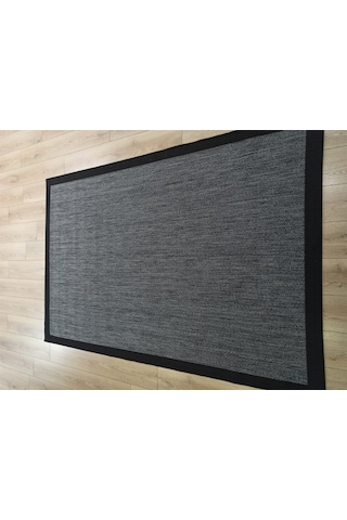 Çam Halı Sisal 9714 Gri / Siyah Bordürlü Jüt Sisal Kilim - 100x200