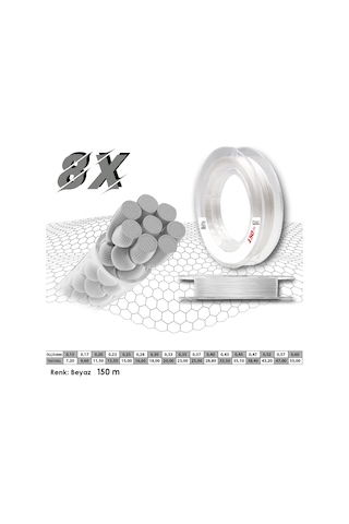 Mercan Platinum Pe 8X Örgü Ip 150 M Beyaz Makara Misina
