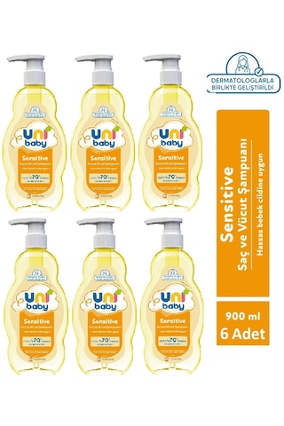 Uni Baby Sensitive Saç Ve Vücut Sampuanı 900 Ml X 6 Adet Tüm Saçlar