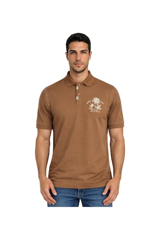 Arma Ar-ma Erkek Polo Yaka Tişört Resim Baskili Örme Kumaş Regular Fit %100 Pamuk 30/1 Çift Toplama Penye Pike Y31374358402 Kahverengi-k7