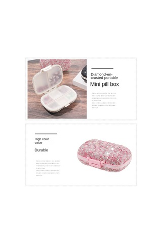 8 Bölmeli Bling Hap Kutusu Lüks Çift Taraflı Yapay Elmas Hap Kutusu Nem Geçirmez Su Geçirmez Seyahat Mücevher Kutusu Günlük Kırmızı,