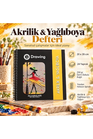Akrilik & Yağlı Boya Resim Defteri 20x20 Cm Derin Dokulu 250 Gr 24 Yaprak