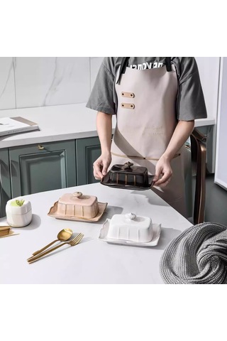 Reedark Klasik Siyah Seramik Tereyağı Tabağı - Kapaklı Avrupa Stili, Ev Ve Otel İçin, Günlük Kullanım Ve Tatlı Servisi, Fabrika Direkt Satış Diğer