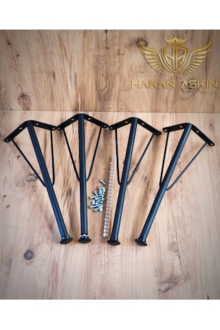 By Hakan Aşkın 40 Cm Metal Siyah Sehpa Firkete Ayağı Ve Takımı 4 Lü Siyah Ayak