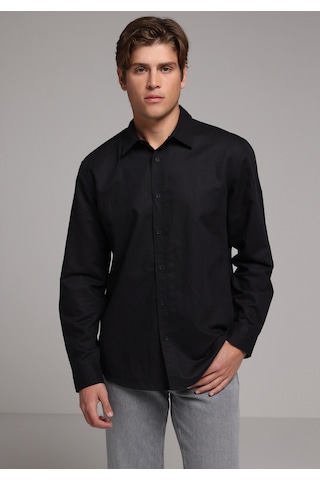 Colin's Colins Regular Fit Shirt Neck Düz Erkek Siyah Uzun Kol Gömlek Cl1080088 Q1.v2 Blk
