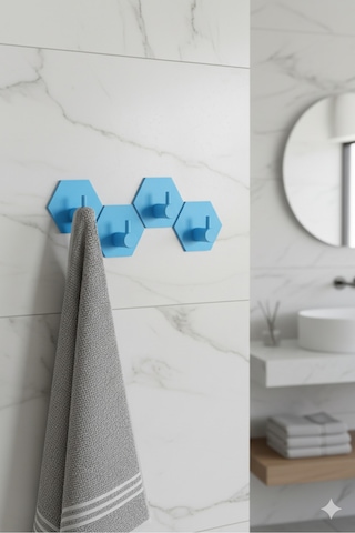 4 Lü Askılık Havlu Askısı, Bornoz Askısı, Kapı Arkası, Duvara Monte, Dayanıklı Malzeme, Kırmızı 100 Kırmızı