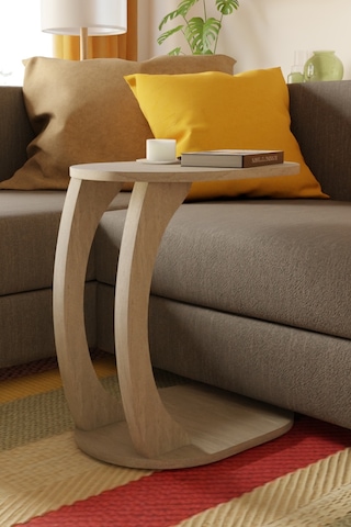 Oval Traverten C Sehpa Modern,tekerlekli Yan Sehpa Salon, Ofis, Yatak Odası Traverten