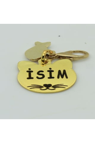 Caramelos Isimli Kedi Tasması Künyesi- Paslanmaz Metal- Çelik