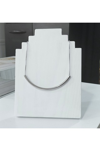 Kadın Çelik Geometrik Dirsek Model Kolye Gümüş Renk Çelik