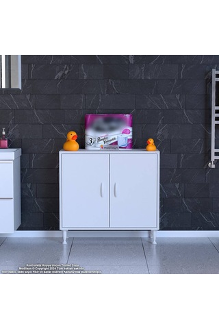 Modilayn Söke Küçük Alanlar İçin Akıllı Çözümler 85x75x32,5 Cm Lik 2 Kapaklı 3 Göz Raf Dolap Beyaz