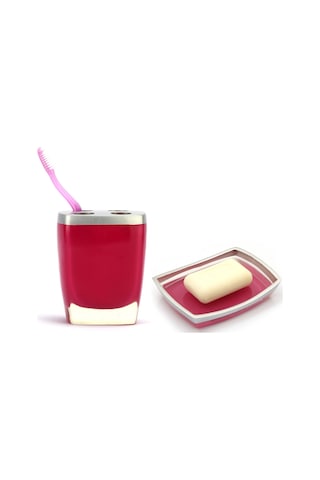Sıa 2 Li Banyo Seti.Gri Pembe Model Poliresin Gri - Pembe