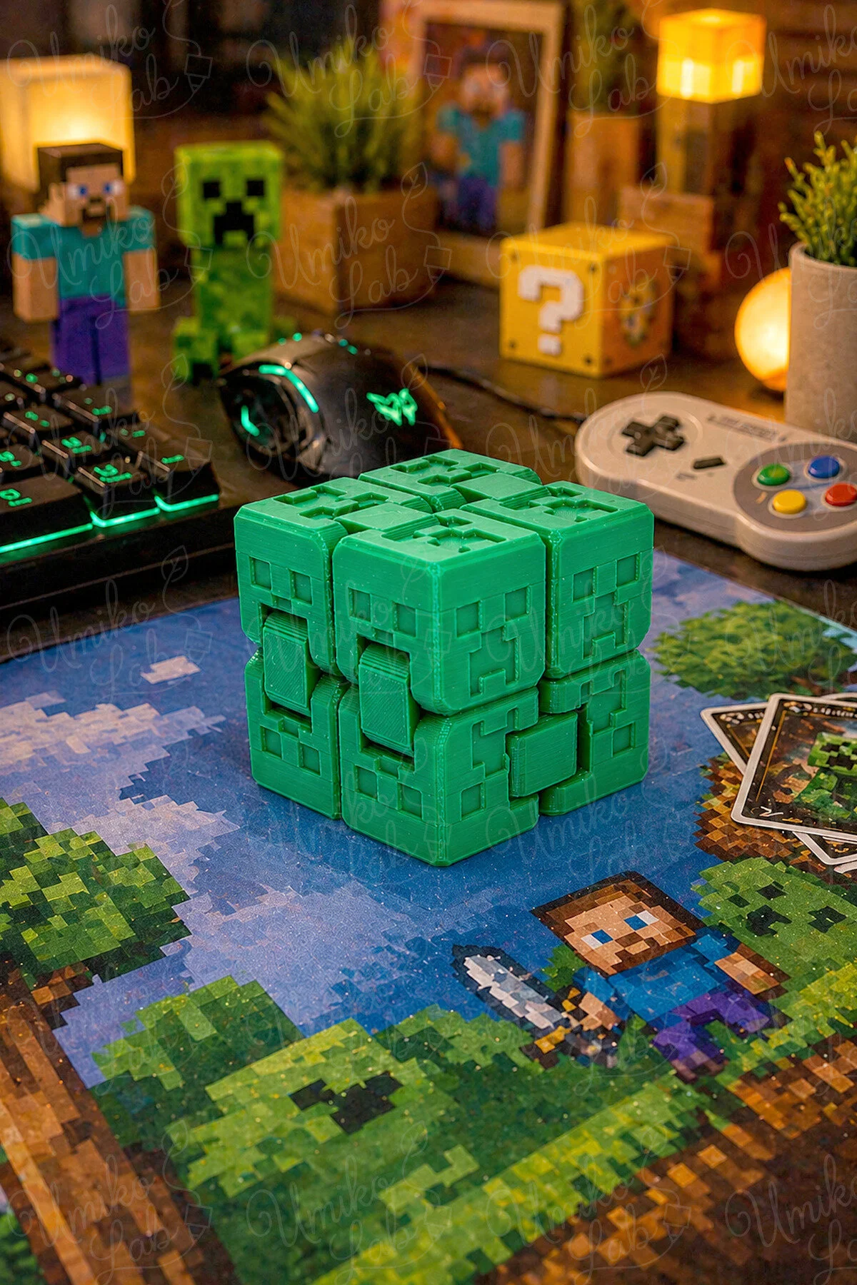 Creeper Temalı Infinity Cube Katlanabilir Fidget Küp Anti Stres Oyuncak 3d Baskı Akıcı Katlanan Model
