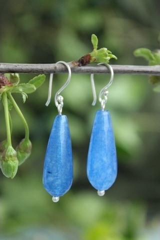 Stoneage Gümüş Küpe Jade Doğal Taş Çok Renkli
