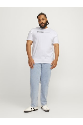 Jack & Jones Jack Jones Yazılı Erkek Büyük Beden Tişört 12243630 Beyaz