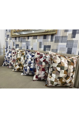 Nivemeshome Mozaik Yeşil-kahve 45x45 Dolgulu Kırlent Kılıfı Yeşil