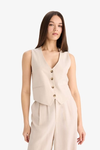 DeFacto V Yaka Keten Karışımlı Blazer Yelek E6209AX25SPBG286 Bej