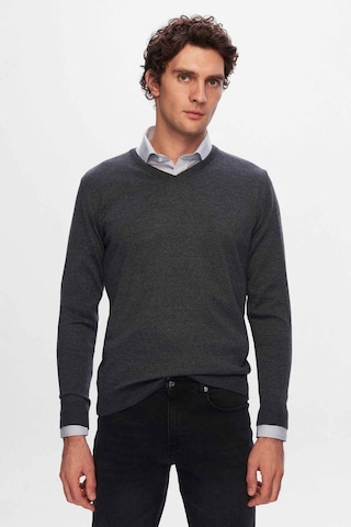 Ds Damat Regular Fit Antrasit Düz V Yaka Triko Kazak 5HF06ORT12003 Antrasit