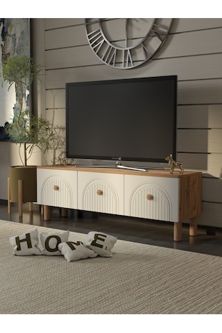 Bohem Tarz 135cm 3 Kapaklı Mdf Kapak Tv Ünitesi Atlantik Çam