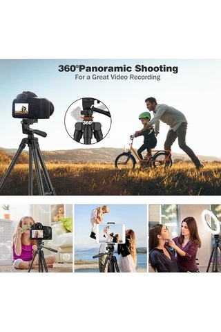 Ebitda Taşınabilir Alüminyum Tripod - Gopro/kamera/son Derece Kolay Kullanılır Siyah