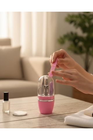 Tırnak Bakım Manikür Pedikür Seti 4 Parça Pembe Minimal Ve Dayanı