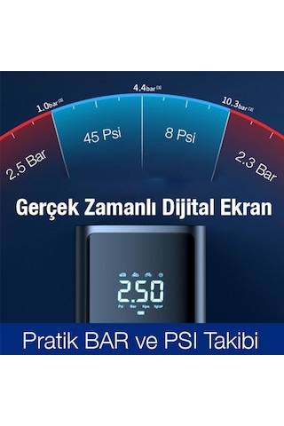 Ally St-9620b Dijital Led Şarjlı Araç Lastik Hava Şişirme Pompası