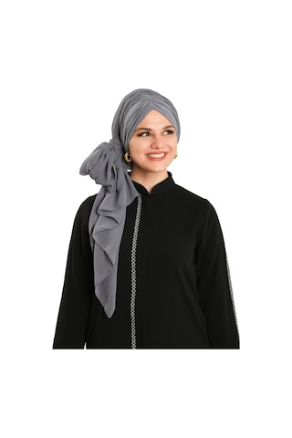 Hürrem Bone Antrasit Pratik Hazır Geçmeli Bone Şal Şifon Drapeli 2507 25 antrasit