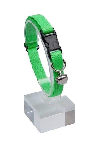 5 Adet Neon Yeşil Zilli Ayarlanabilir Kedi Boyun Tasması 22-30 Cm-21510
