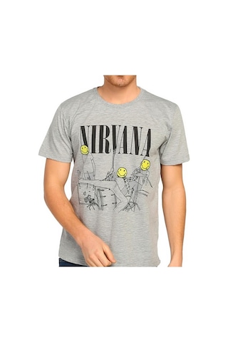 Bant Giyim - Nirvana Kurt Cobain Gri Erkek T-Shirt Tişört