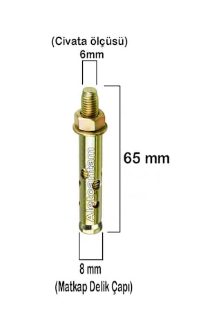 Aletçantam Çelik Dübel Gömlekli 6x65 (8mm) - 10 adet