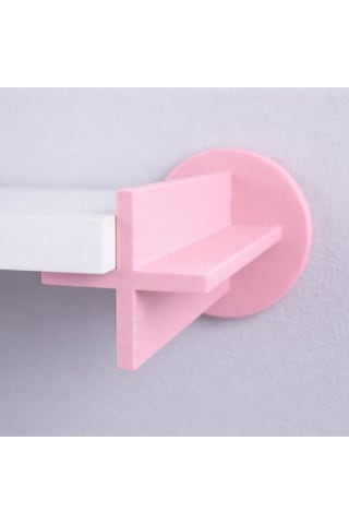 Basartstudio Dekoratif Modern Duvar Rafı - 3d Tasarım Kırmızı Destekli Kitaplık Ve Obje Rafı Pembe