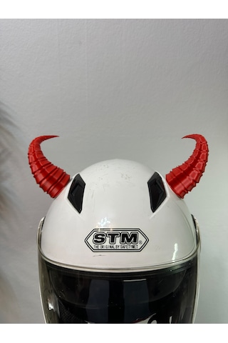 Motor & Motosiklet Kırmızı Viking Boynuz Kask Dış Aksesuarı Diğer