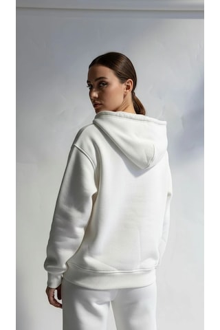 Kazax 3 İplik Şardonlu Kapşonlu Hoodie Frm Beyaz P510437 Beyaz