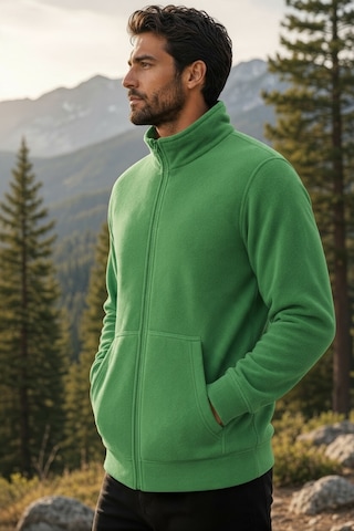 Givoria Erkek Polar Hırka Kışlık Fermuarlı Çeket Tüy Toplamaz Rüzgar Geçirmez Polar Kazak Sweat Yeşil Yeşil