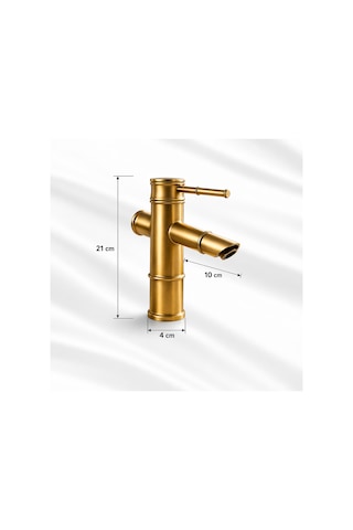 Premium Bambu Eskitme Hissiyatlı Modern Banyo Lavabo Bataryası Musluğu Çeşmesi
