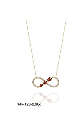 Üç Uğr Böceği Sonsuzluk İçinde Çok Güzel 14 Ayar Altın Kolye Altın