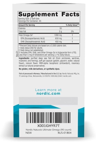 Nordic Naturals Ultimate Omega, Lemon Flavor - 90 Soft Gels - 1280 Mg Ome.ga-3 Usa Menşeii Dmmedicineden
